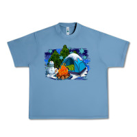 Pebble Blue winter camping with camp fire Urban Heavy Tee - AdoDesignShop