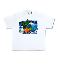 White winter camping with camp fire Urban Heavy Tee - AdoDesignShop