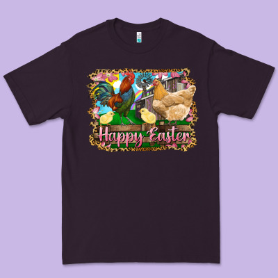 Premium Tee happy easter rooster chicken and chick
