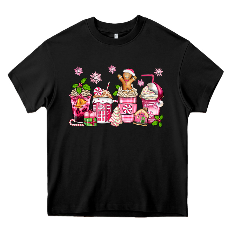 Pink Christmas Coffee Cups Heavy Core Tee by Zillion Design Studio | Teevron