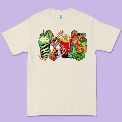 Tiger Coffee Cups Premium Tee Designed By Zillion Design Studio