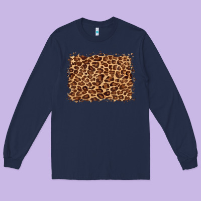 Leopard Background Long Sleeve Tee Designed By Barkaloodesign