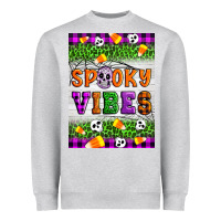 Heather Grey Halloween Spooky Vibes Heavyweight Sweatshirt - Artiststas