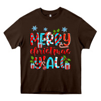 Chocolate Brown merry christmas y'all Heavy Core Tee - Zillion Design Studio