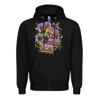 Black mardi gras cassette tapes Zipper Hoodie - MaliasSmallBusiness
