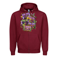 Burgundy mardi gras cassette tapes Zipper Hoodie - MaliasSmallBusiness