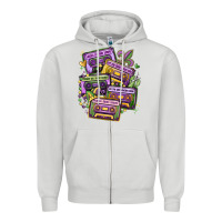 Dove Grey mardi gras cassette tapes Zipper Hoodie - MaliasSmallBusiness