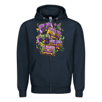 Navy mardi gras cassette tapes Zipper Hoodie - MaliasSmallBusiness