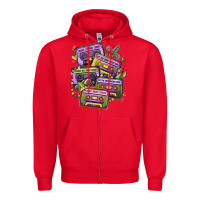Red mardi gras cassette tapes Zipper Hoodie - MaliasSmallBusiness