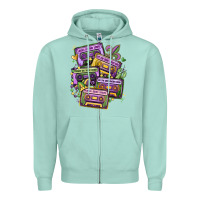 Seafoam mardi gras cassette tapes Zipper Hoodie - MaliasSmallBusiness