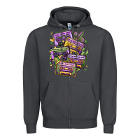 Smoke mardi gras cassette tapes Zipper Hoodie - MaliasSmallBusiness