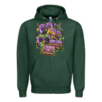Sports Green mardi gras cassette tapes Zipper Hoodie - MaliasSmallBusiness
