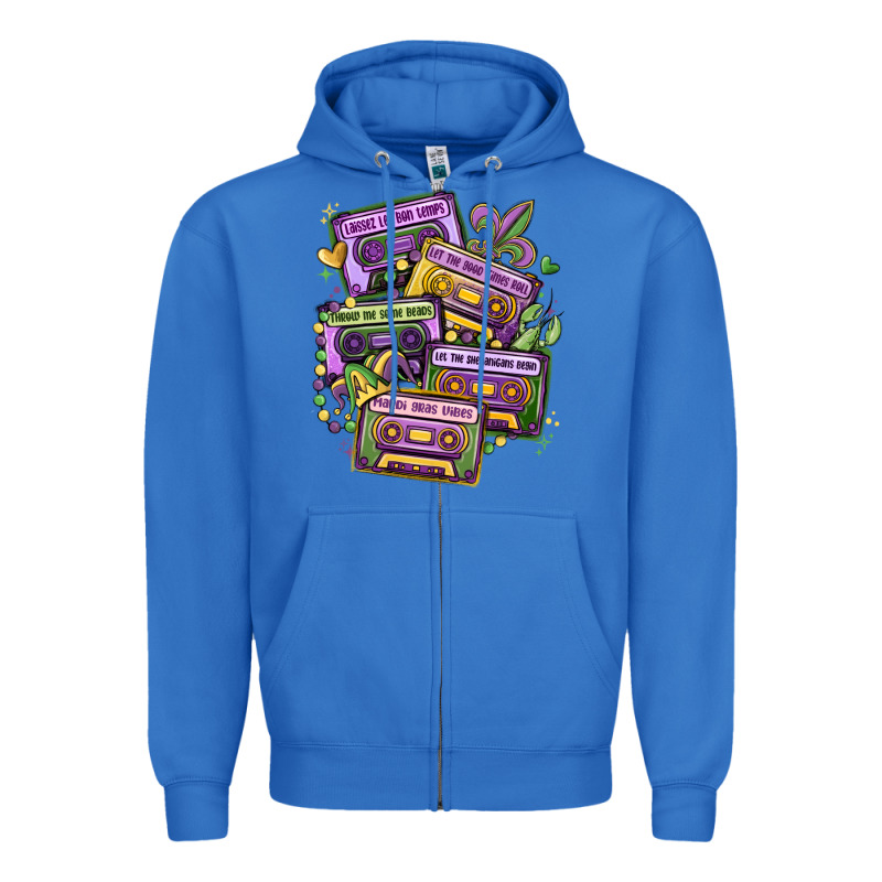 Mardi Gras Cassette Tapes Zipper Hoodie by MaliasSmallBusiness | Teevron