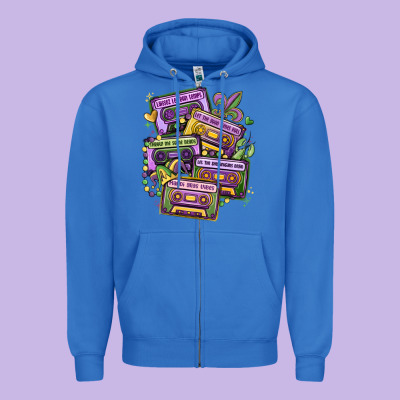 Mardi Gras Cassette Tapes Zipper Hoodie Designed By Maliassmallbusiness