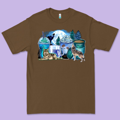 Wolf Coffee Cups Premium Tee Designed By Zillion Design Studio