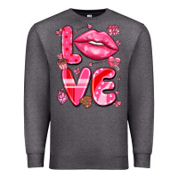 Charcoal Heather love with lips Premium Sweatshirt - LillyAllenDesigns