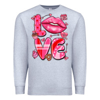 Heather Grey love with lips Premium Sweatshirt - LillyAllenDesigns