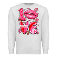 Oatmeal Heather love with lips Premium Sweatshirt - LillyAllenDesigns