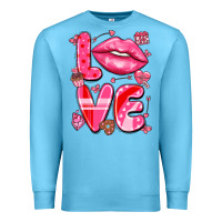 Ocean Blue love with lips Premium Sweatshirt - LillyAllenDesigns
