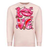 Pale Pink love with lips Premium Sweatshirt - LillyAllenDesigns