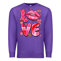 Purple love with lips Premium Sweatshirt - LillyAllenDesigns