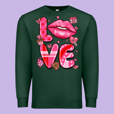 Love With Lips Premium Sweatshirt Designed By Lillyallendesigns