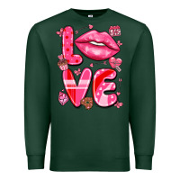Sports Green love with lips Premium Sweatshirt - LillyAllenDesigns
