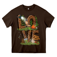 Chocolate Brown love camping Heavy Core Tee - texasbilliewilder