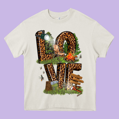 Love Camping Heavy Core Tee Designed By Texasbilliewilder