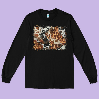 Cowhide Leopard Background Long Sleeve Tee Designed By Barkaloodesign