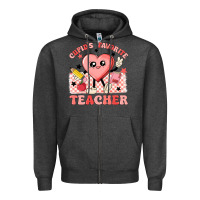 Charcoal Heather cupid's favorite teacher Zipper Hoodie - MaliasSmallBusiness