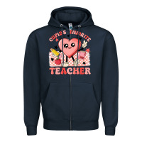 Navy cupid's favorite teacher Zipper Hoodie - MaliasSmallBusiness