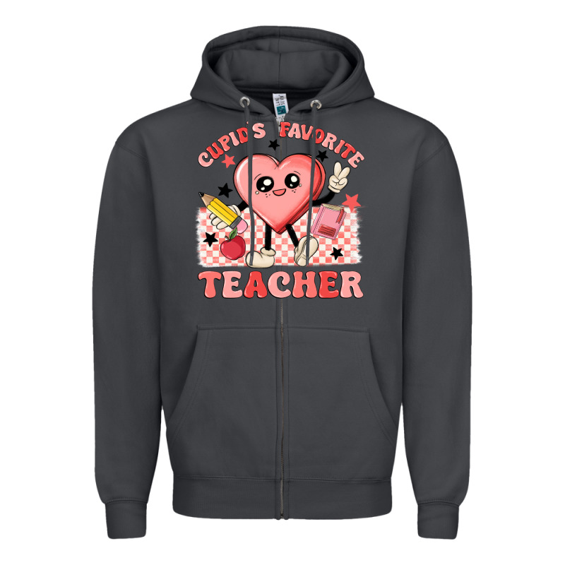 Cupid's Favorite Teacher Zipper Hoodie by MaliasSmallBusiness | Teevron