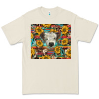 Bone white Scottish calf and sunflowers Premium Tee - BarkalooDesign