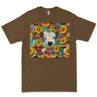 Cacao white Scottish calf and sunflowers Premium Tee - BarkalooDesign