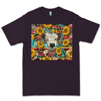 Plum white Scottish calf and sunflowers Premium Tee - BarkalooDesign