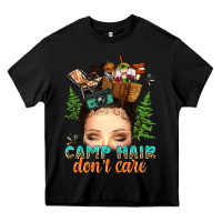 Black messy bun camp hair dont care Heavy Core Tee - texasbilliewilder