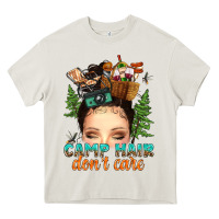 Cream messy bun camp hair dont care Heavy Core Tee - texasbilliewilder
