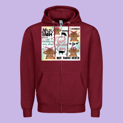 Cow Farm Life Zipper Hoodie Designed By Maliassmallbusiness