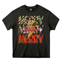 Asphalt merry christmas lightning bolt Heavy Core Tee - Zillion Design Studio