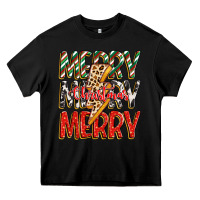 Black merry christmas lightning bolt Heavy Core Tee - Zillion Design Studio