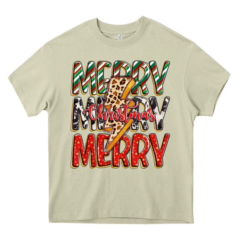 Merry Christmas Lightning Bolt Heavy Core Tee by Zillion Design Studio | Teevron