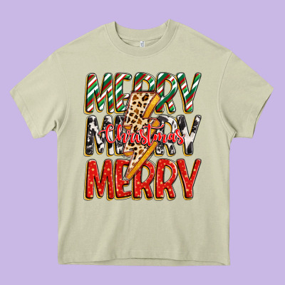 Heavy Core Tee merry christmas lightning bolt