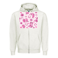 Oatmeal Heather cowgirl valentine's day Zipper Hoodie - MaliasSmallBusiness