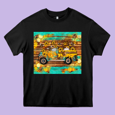 Western Bee Gnomes Truck Honeycomb  Leopard Turquoise Wooden Serape Heavy Core Tee Designed By Artiststas