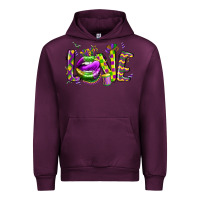 Mauve Wine mardi gras love lips Urban Hoodie - CowGirlArtShop