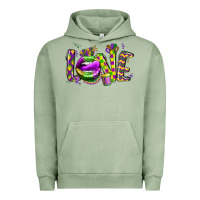 Pigment Oil Green mardi gras love lips Urban Hoodie - CowGirlArtShop