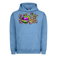 Pigment Pebble Blue mardi gras love lips Urban Hoodie - CowGirlArtShop