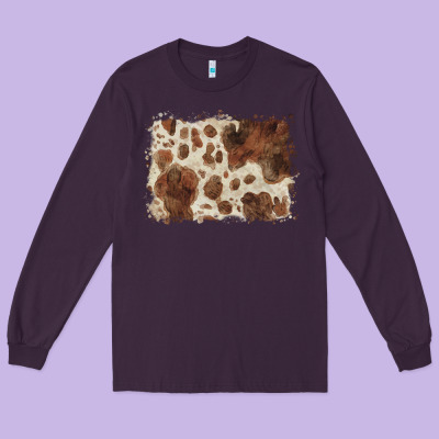 Cowhide Background Long Sleeve Tee Designed By Barkaloodesign