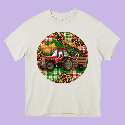 Heavy Core Tee Christmas Farm Red Tractor